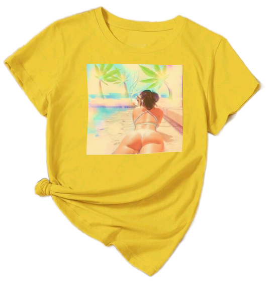 Beach Bum Large Yellow Tee