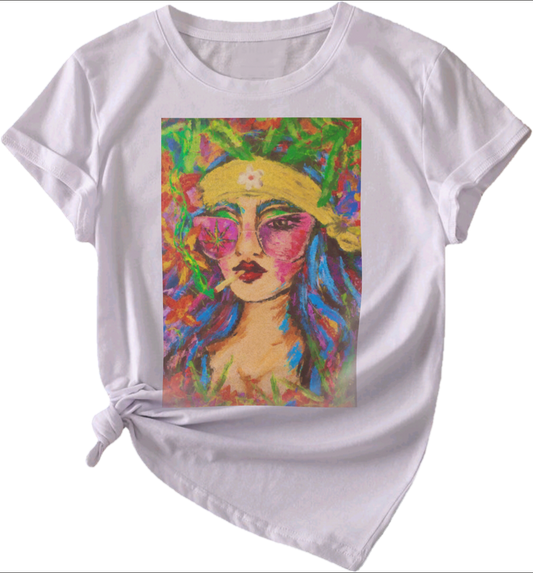 "Smoke Girl No 1" - Large White Tee