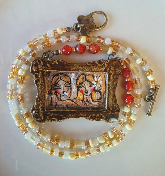 "Pass the J" - miniature smoke girl necklace, handmade ceramic