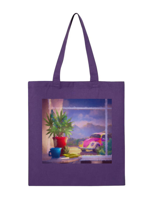 "Day Trip" Purple-y Tote Bag